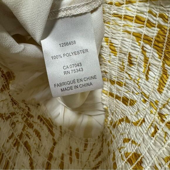 Joie Palm Leaf Print Smocked Waist Yellow and White Halter Top Blouse - Picture 3 of 9